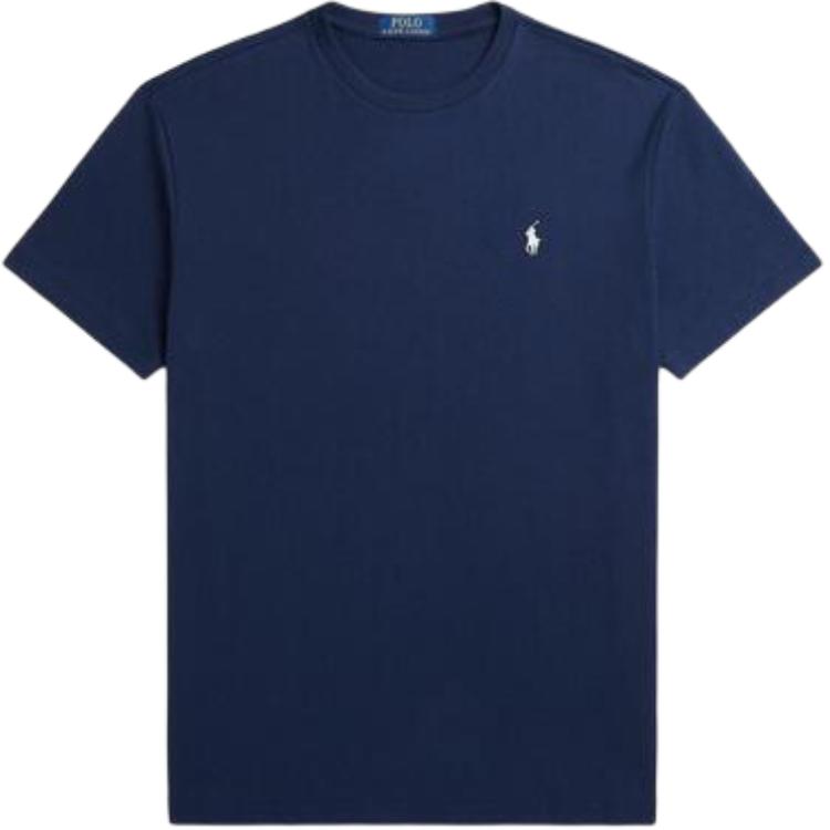 Polo Ralph Lauren Пуловер с круглым вырезом и вышивкой логотипа, прямого кроя, футболка с коротким рукавом, мужской топ, синий MNPOTSH1N822532410