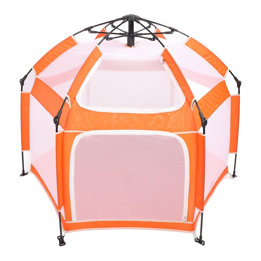 Popup Playpen Tent Roomy Foldable Portable Baby Fence for Indoor Outdoor Yard Beach Use Orange