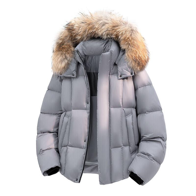 Зимняя мода 2025: Толстая пуховая куртка с большим меховым воротником, 90% белого утиного пуха, Универсальная и теплая, Морозостойкая верхняя одежда