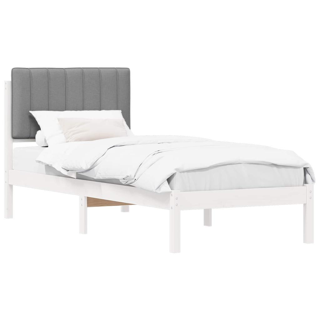 Bed Frame with Padded Headboard Light Grey 75 x 190 cm