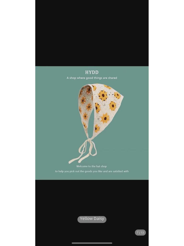 Korean Handmade Small Mushroom & Strawberry Triangle Scarf - Cute Hollow-Out Design for Hair, Bag, or Hat Accessory