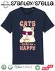 Cats Make Me Happy T-Shirt Funny Mens Pet Gift / Eco-Friendly Top