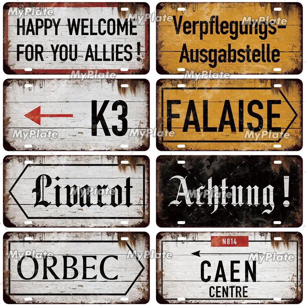 [MyPlate] Vintage Berlin Caen City Road 15x30cm Plate Tin Sign Metal Sign Plaque Home Decoration Shop Bar Pub Poster Metal Wall
