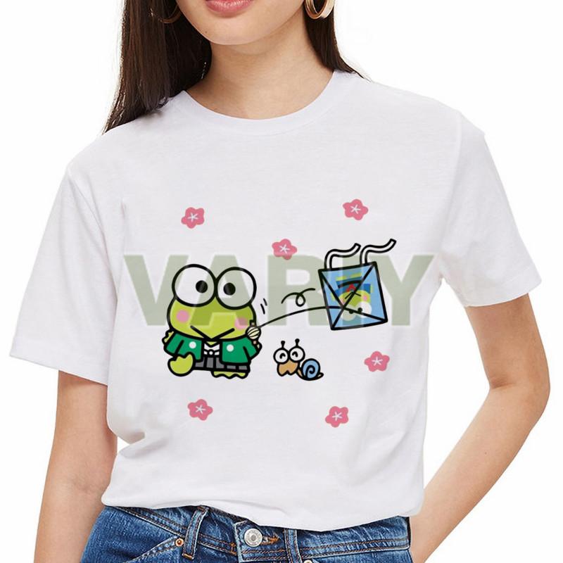 Женская футболка в стиле ретро Keroppi Gudetama Take A Bath Printed Top Корейская женская футболка с короткими рукавами и круглым вырезом, подходящая для повседневного ношения