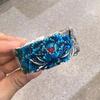 Women's Vintage Peony Bracelet Enameled Craft Bracelet Blue