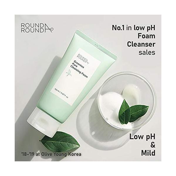 ROUND AROUND Green Tea Pure Cleansing Foam (250ml, 8.45 Fl.oz)