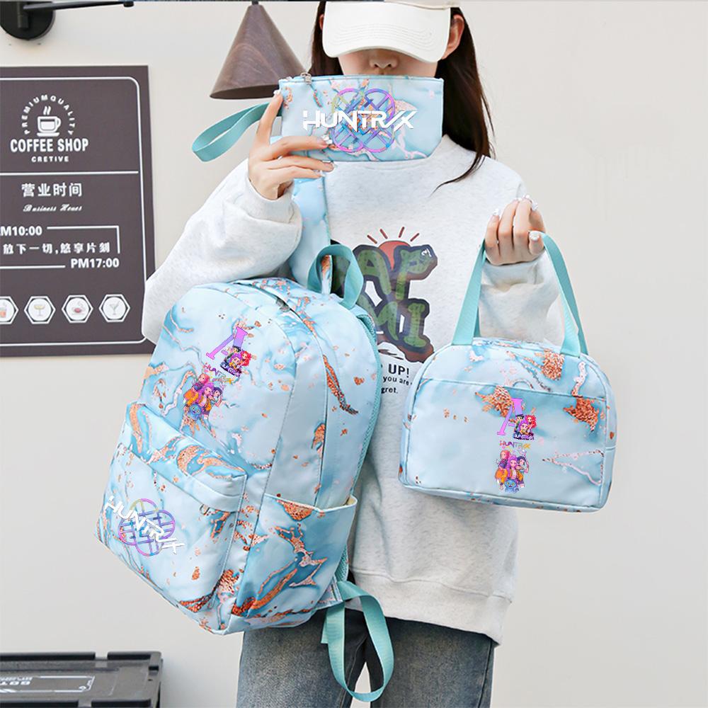 3Pcs/set Anime English Letter A-Z Printed Backpack Handbag Pencil Case for Teenager Student Girl Boy Bookbag Travel Bag Kid Gift