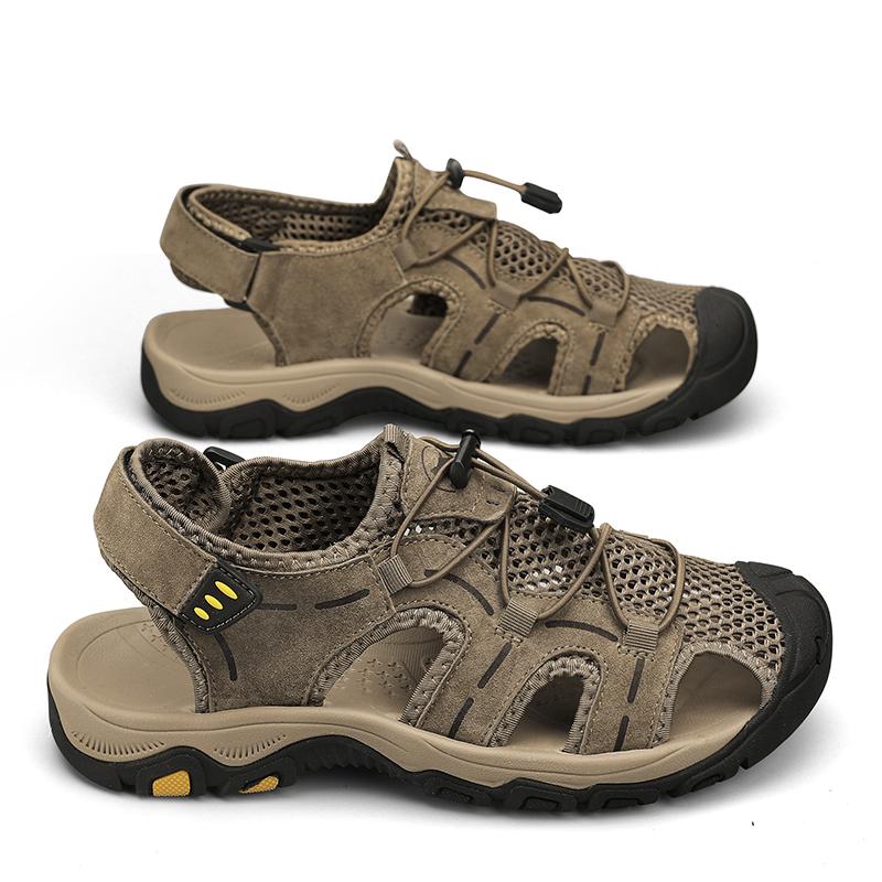 Fashion Summer Men Sandals Genuine Leather Mens Casual Shoes Outdoor Men Leather Sandals for Men Beach Shoes Roman Mens Shoes 46