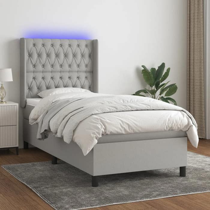 Maison Exclusive - Sommier à lattes de lit matelas LED Gris clair 100x200 cm Tissu