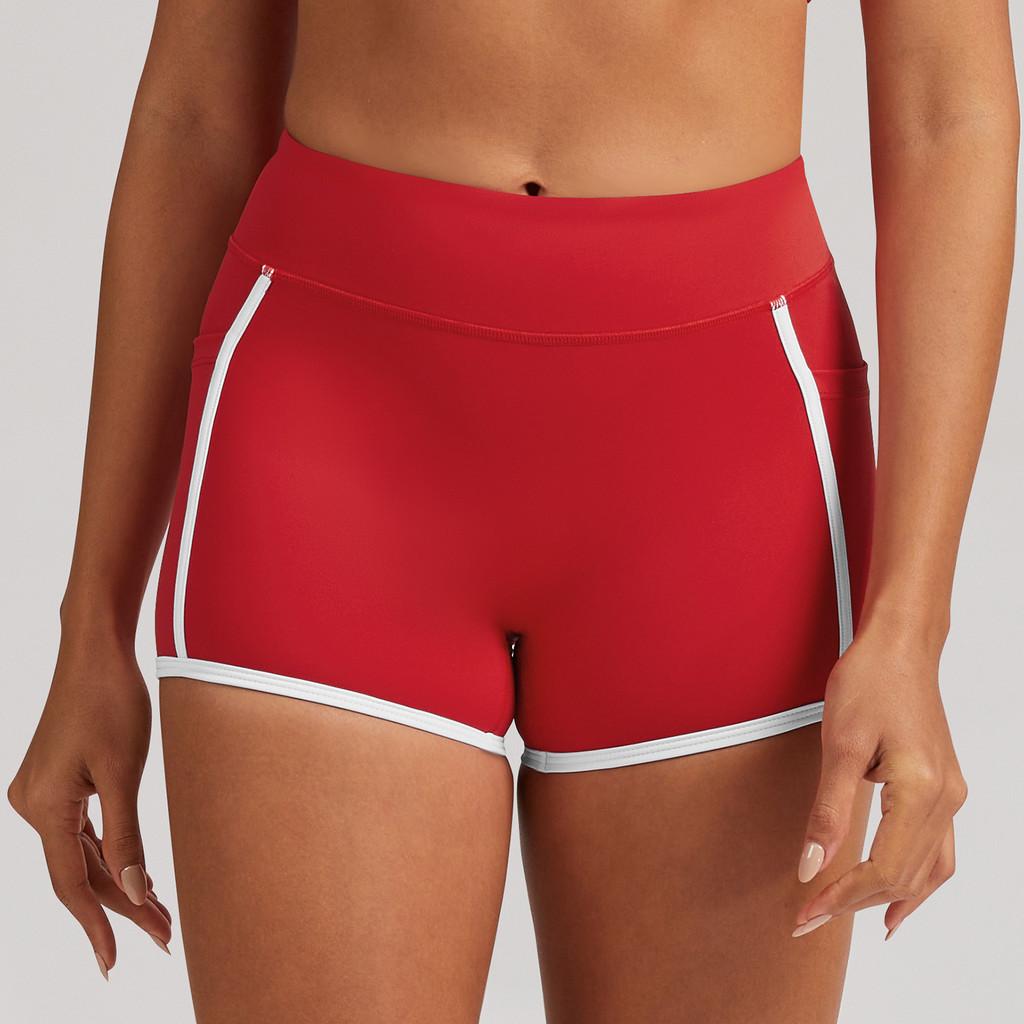 Womens Colorblock Yoga Shorts With High Elastane For Running And Fitness Training