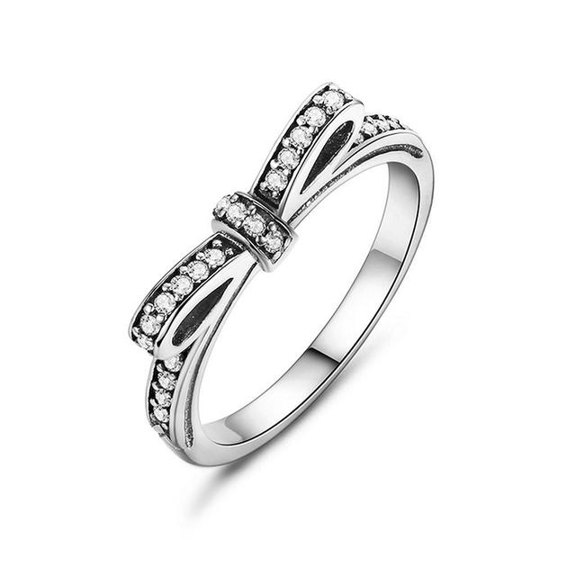 Серебро 925 Красные Розовые Белые Банты Кольцо Для Женщин Украшения Открытый Дизайн Свадебная Вечеринка Модный Подарок