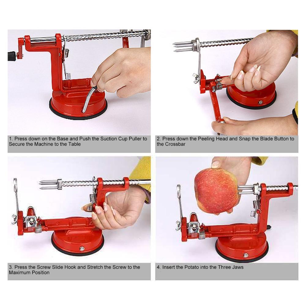 Aluminum Alloy Stainless Steel Apple Peeler Red Spiral Cutter Tool Kitchen Restaurant