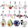 925 Sterling Silver Rose Lipstick Charms Avocado Pendant Beads Dangle Fit Original Necklace Bracelet Gift Women Diy