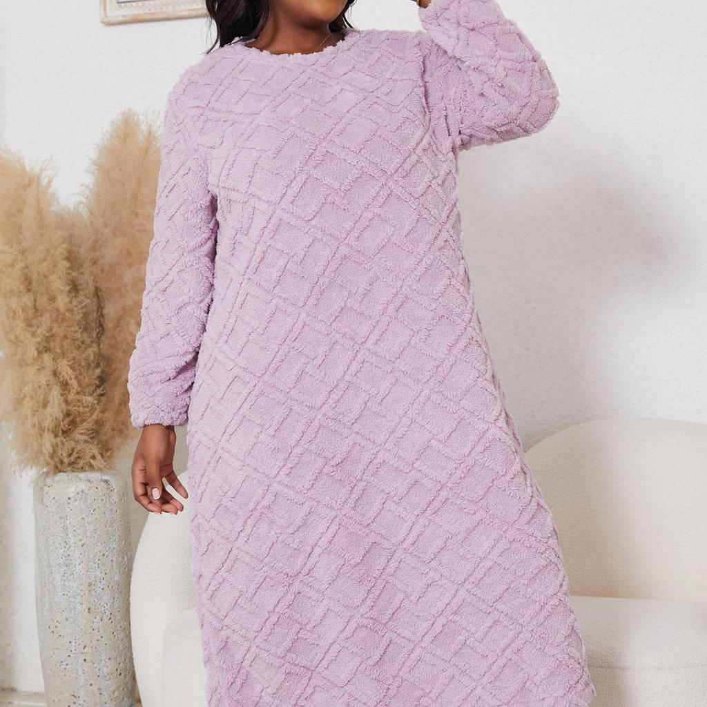 "Comfortable Cotton Velvet Nightgown for Women – Long Sleeve Autumn and Winter Wear"