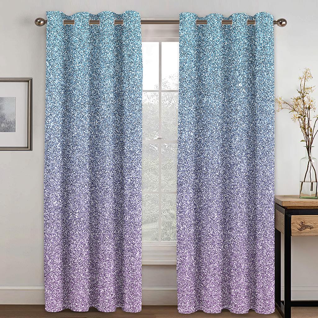Rainbow Pink Gold Star Glitters Drips Printed Children's Window Panel Drapes designed for Girl Living Room Bedroom Decor 2 Pieces Free Shipping