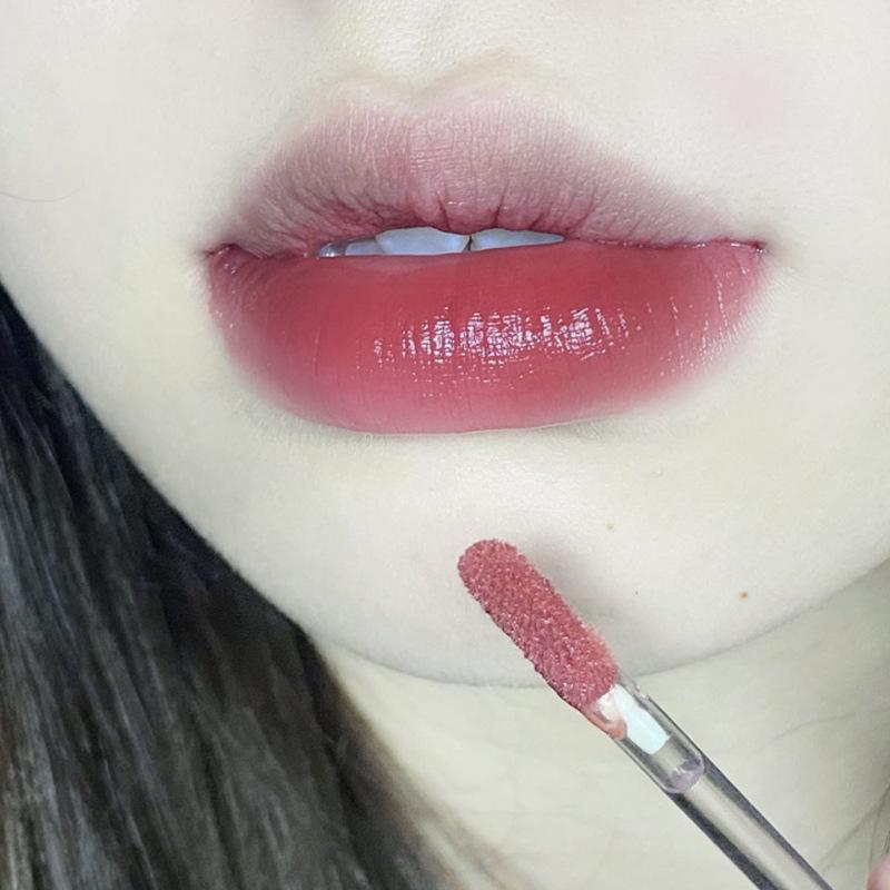 HER ORANGE~Ice Tea Fruit Sense Mirror Lip Glaze Long-lasting Not Easy To Fall Off Into A Transparent Round Tube Glass Lip Gloss Female