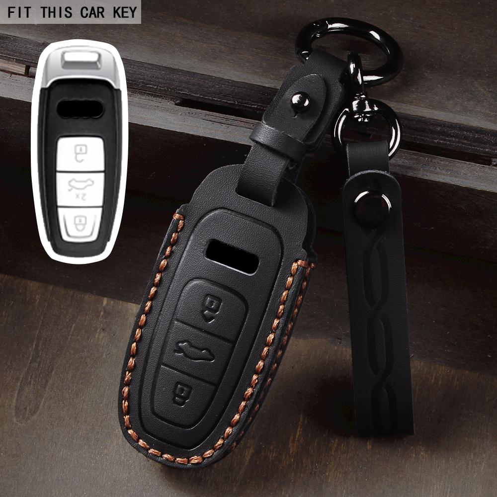 Leather Car Key Case Cover for A3 A4 B9 A6 C8 A7 S7 4K A8 D5 S8 Q7 Q8 SQ8 E-tron 18 2019 2020 2021 2022 2023