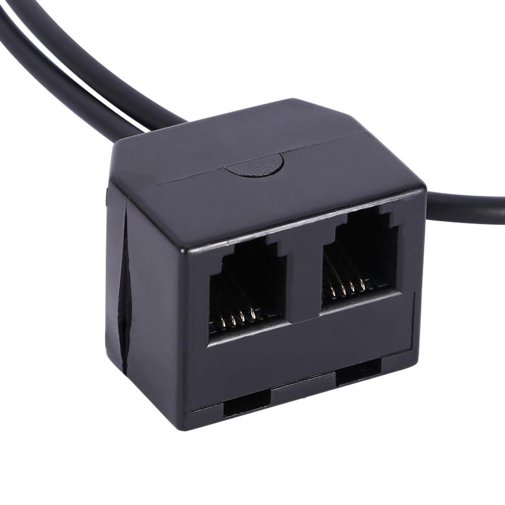 Durable Telephone Line 2 Female To 1 Male RJ9 Adapter Line Extension Cable Cords Splitter Cord