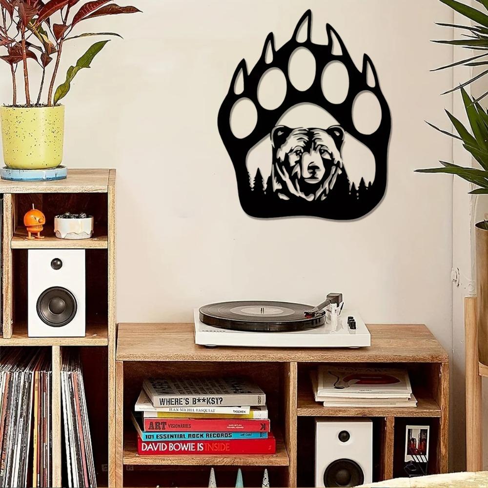 1 шт. Металлический настенный декор, медвежья лапа, декор для гостиной, настенный знак, металлический декор для медведя, украшения в деревенском стиле для охоты на медвежью лапу