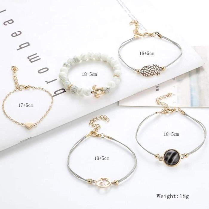Bracelet en forme d'ananas doré pour femme et fille - Gourmette - Jonc