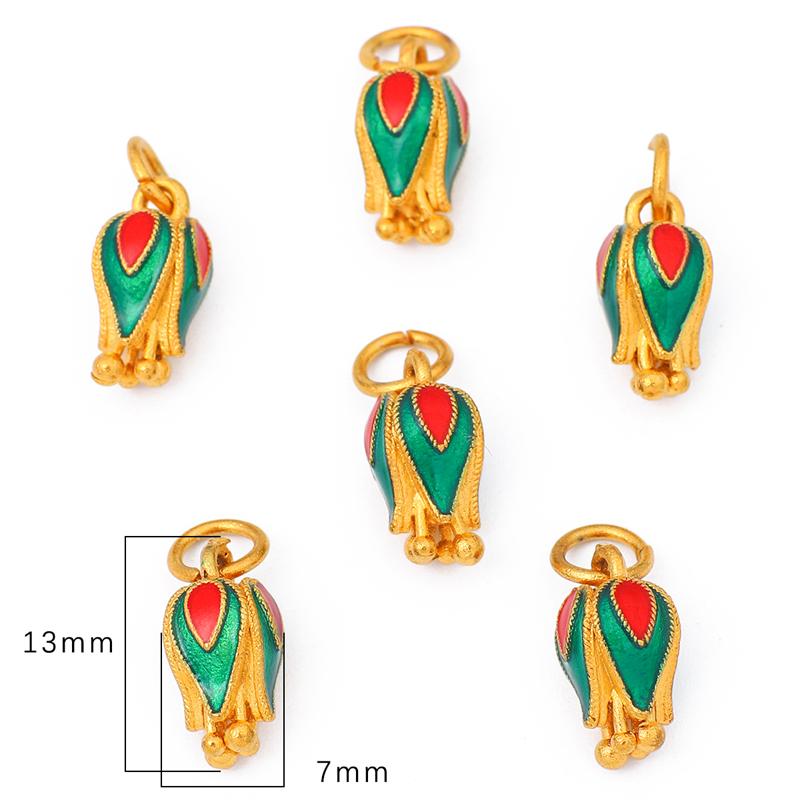 Эмалированная подвеска цвета песочного золота и меди с позолотой для рукоделия и изготовления украшений, 1 шт.