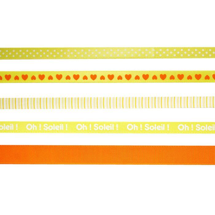 Ruban imprimé Jaune 90 cm 5 pièces