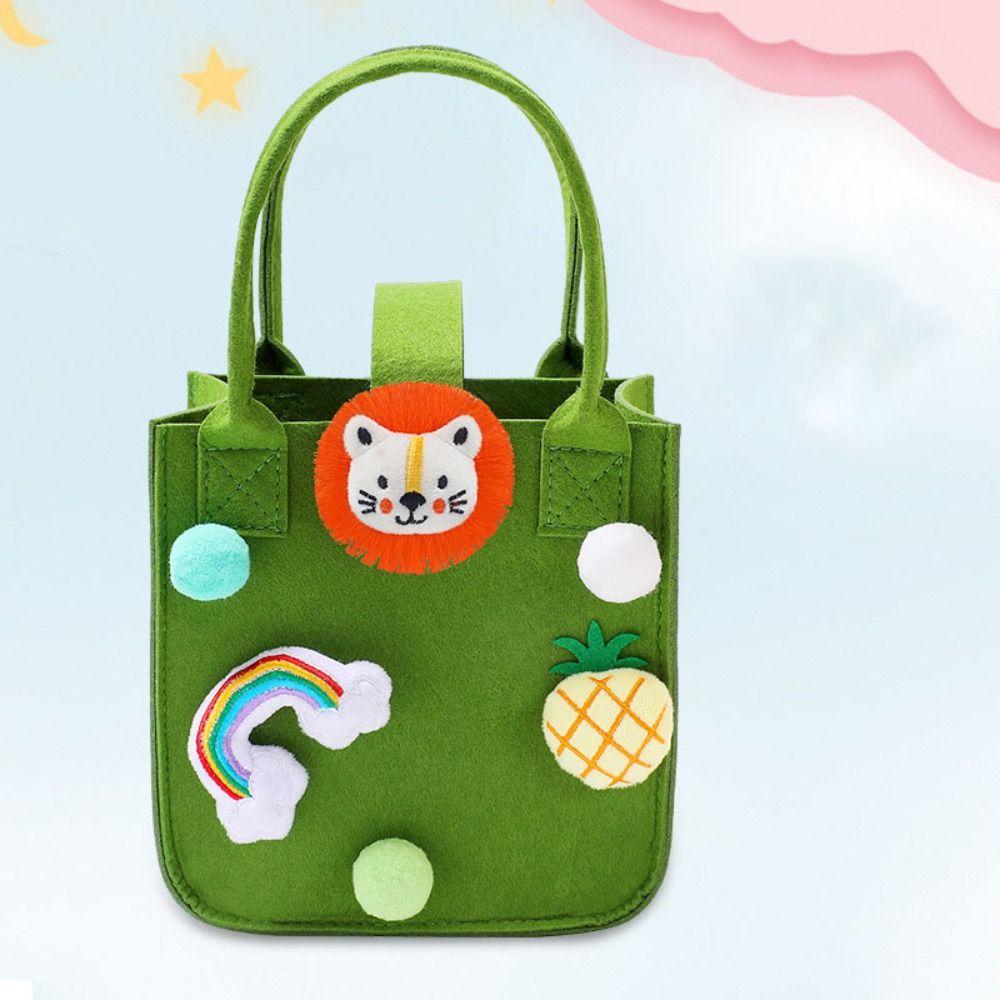 Fashion Fur Ball Multi-purpose Cartoon Doll Women Handbag Candy Bag Felt Tote Bag Storage Basket