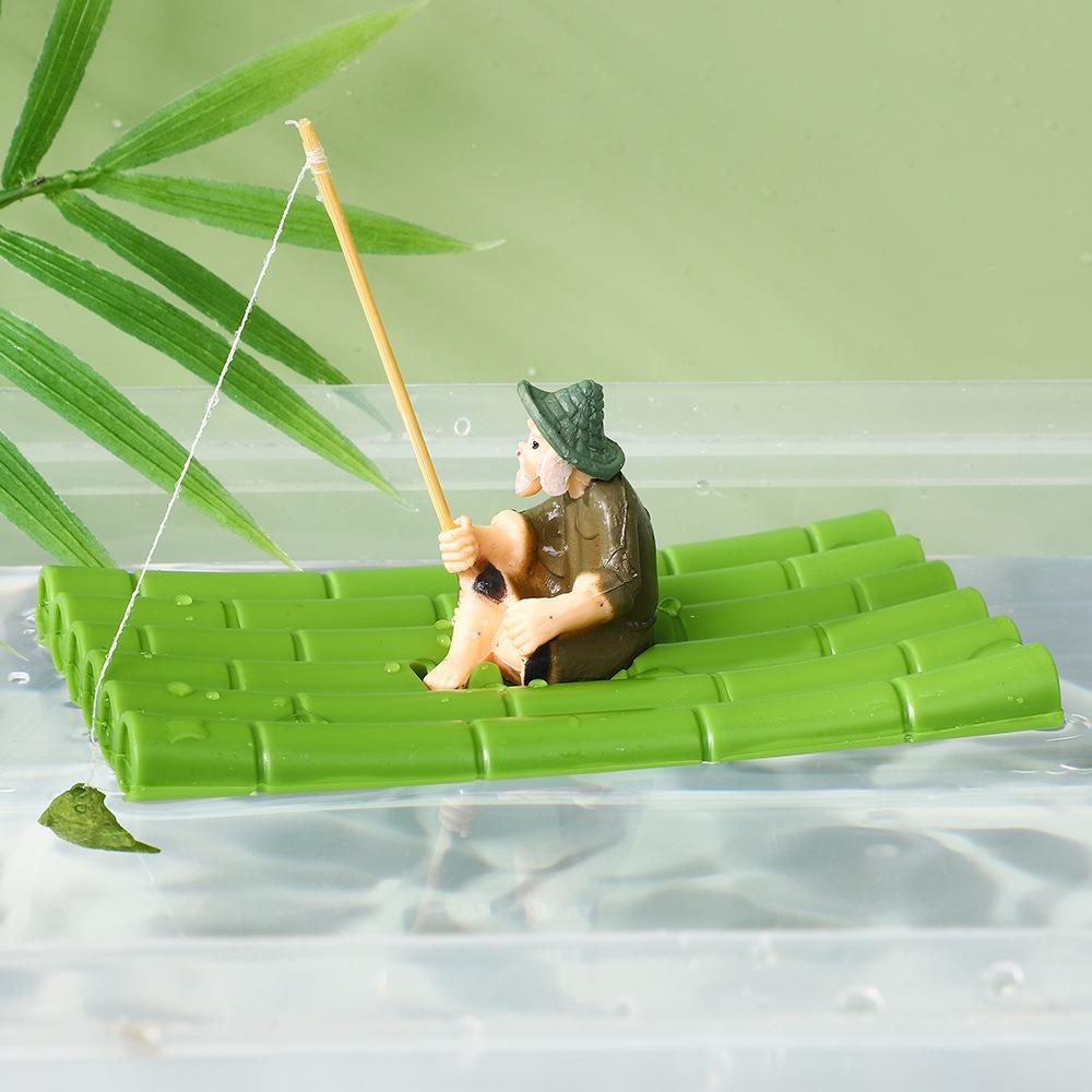 Креативное ПВХ Украшение Старик с удочкой пенопластовый лист лотоса Декорация для аквариума Плавучая DIY Миниатюрная комнатная декорация Украшение для автомобиля