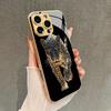 Крутой чехол для телефона из стекла с золотистой металлической краской и принтом животного леопарда для iPhone 17 16 15 14 13 12 11 Pro Max 16 Plus 17 Air 16E