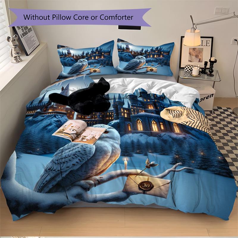 Hogwarts Winter Delivery Print 3Pcs Bedding Setduvet Cover With 2 Bedropillowcase Home Birthday Gift