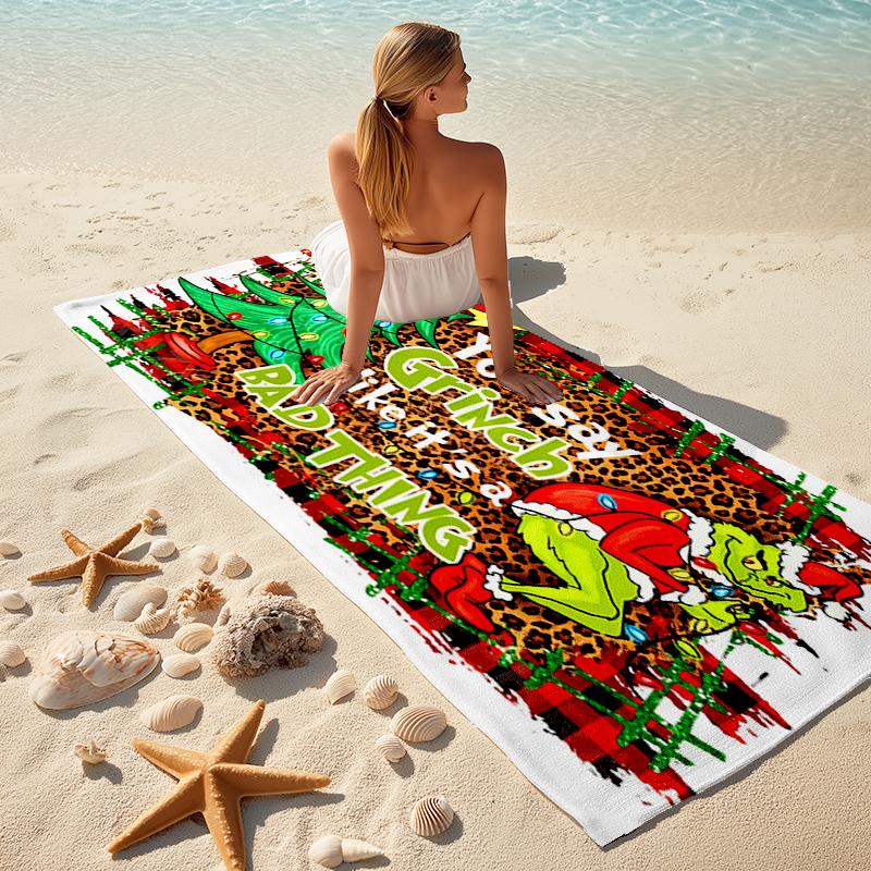 Grinch beach towel Outdoor camping Beach towel for vacation swim Outdoor pool Absorbent bath towel