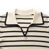 GOELIA Spring Tencel Lapel Striped Pullover
