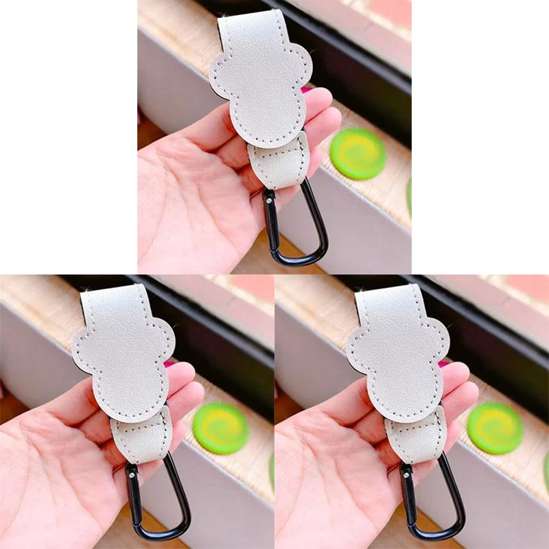 1/2/3pcs Cartoon Leather Baby Bag Stroller Hook Rotatable Cart Organizer Pram Hook Pram Rotate 360 Degree Stroller Accessories