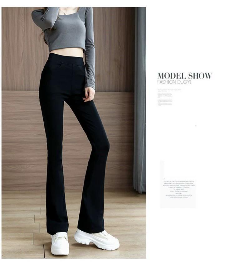 Зимние теплые брюки клеш с высокой посадкой для женщин, больших размеров, прямого кроя, повседневный костюм для весны и осени 2024