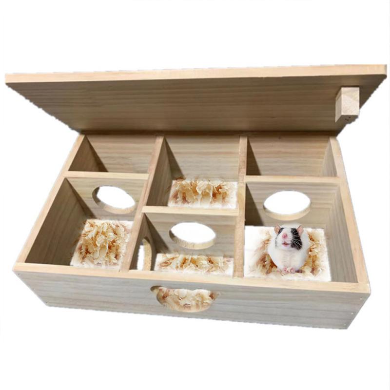 RUI RUI YU, деревянный дом с маленькими животными, лабиринт, туннели, исследование многокамерных убежищ для хомяков, игрушки для обогащения