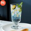 Hi Glass Cup Lovely Hand-painted Flowers Goblet Ice Cream Cup 280ml