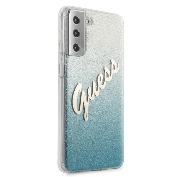 Etui do Samsung Galaxy S21 Plus Guess Glitter Gradient Script Niebieskie