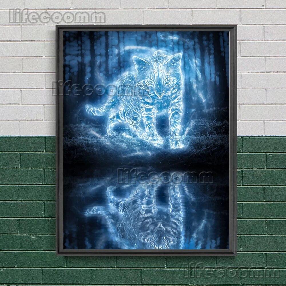 Животные эльфы в лесу настенная живопись на холсте олень, ворон, сова, леопард, мистическое существо художественный постер и принт домашний декор без рамки