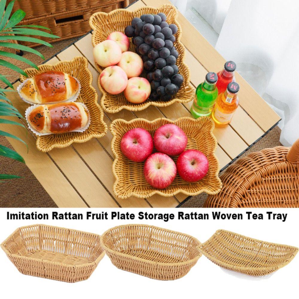 Multipurpose Imitation Rattan Fruit Plate  Wedding Candy Flower Storage