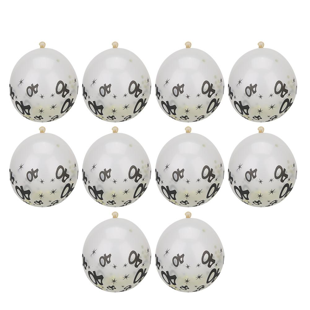 10Pcs Latex Transparent Balloon with Nnumber 40 Pattern for Birthday Party Wedding Anniversary Decorate