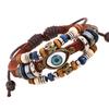Kirykle Boho Gypsy Hippie Design Leather Rope Eye Bracelet Multi-layer Leather Woven Beaded Bracelet Unisex Adjustable Jewelry