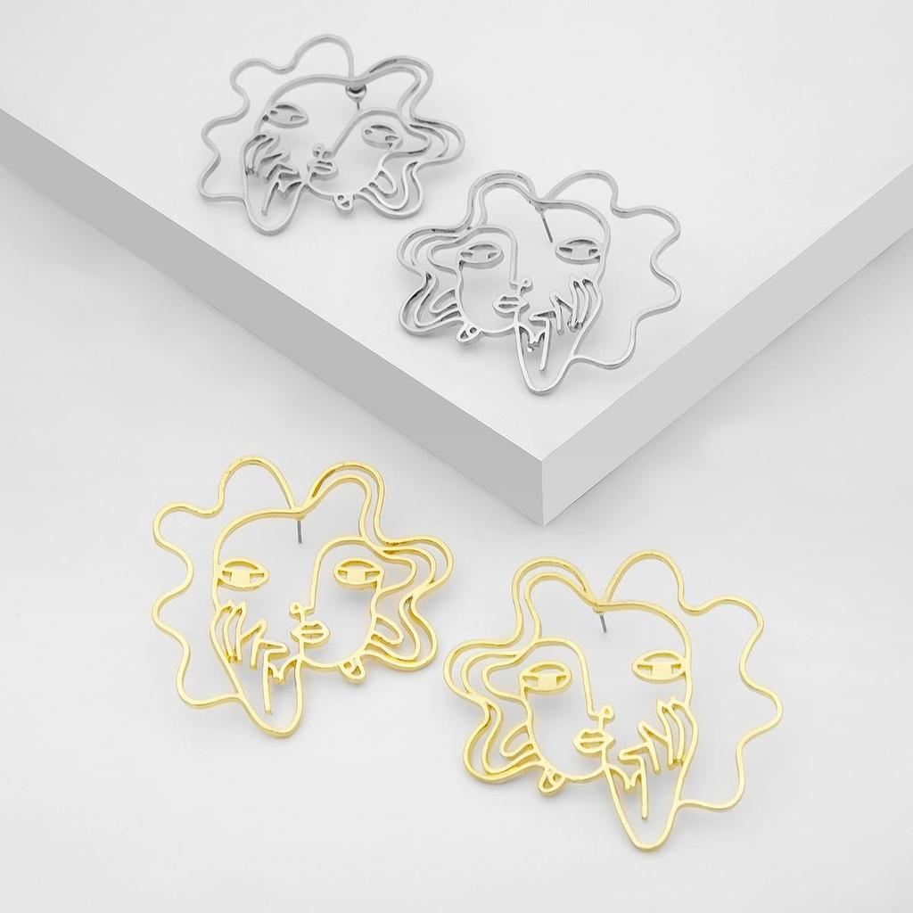 Трендовые европейские и американские серьги с 3D-макияжем для лица: Полый, преувеличенный дизайн для женщин