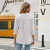 Women's V-Neck Tunic Blouse 3/4 Sleeve Shirts Loose Fit Top with Ring Detail, Casual Dressy Shirt for Work or Daily Wear Blouses Casual Tops S-XXL