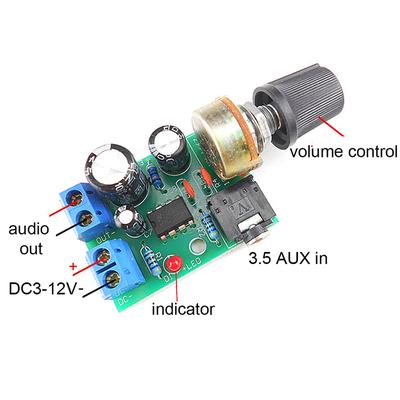 Lm386 10 Вт плата усилителя звука моно 3,5 мм постоянный ток 3-12 В регулятор громкости