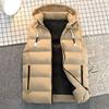 Зимний хлопковый жилет мужской жилет с капюшоном мужской свободный утолщенный жилет модный пуховый хлопковый жилет без рукавов