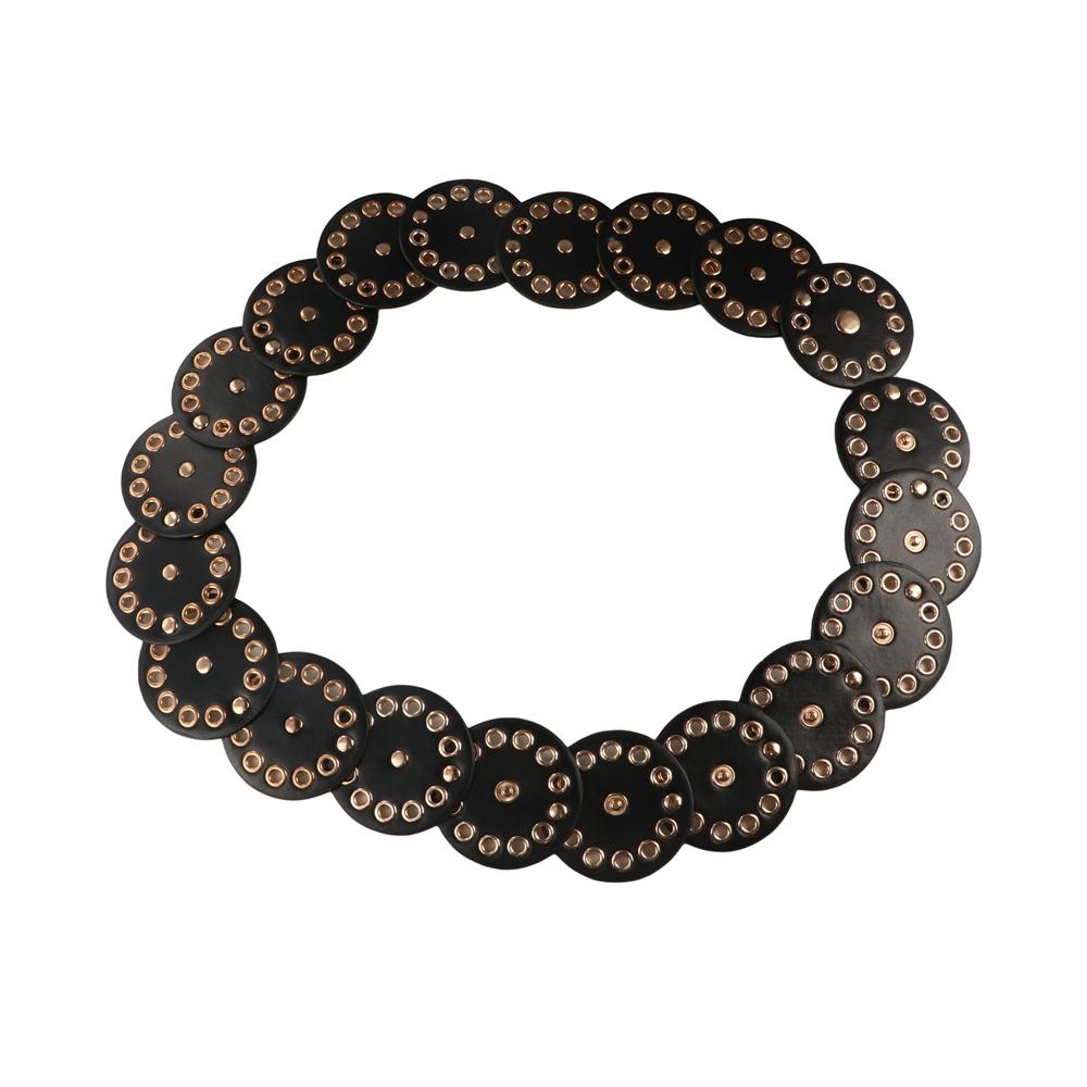Retro Rivet Wide Belt Y2k Concho Waistband Fashion Disc PU Hollow Belt Girls