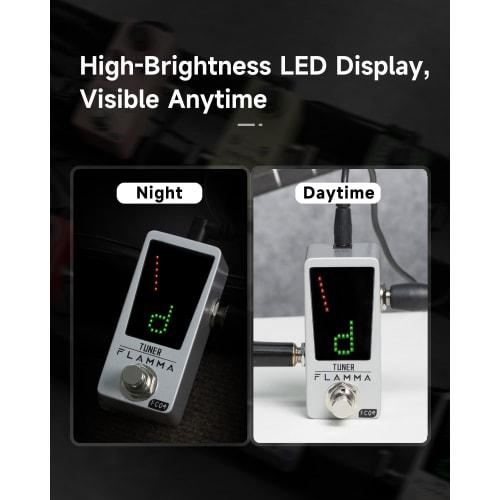 FLAMMA Tuner Pedal FC04 Chromatic Guitar Tuner Pedal, High-Precision 1-Cent Tuning Pedal for Guitar and Bass, with Pitch Indicator and True Bypass