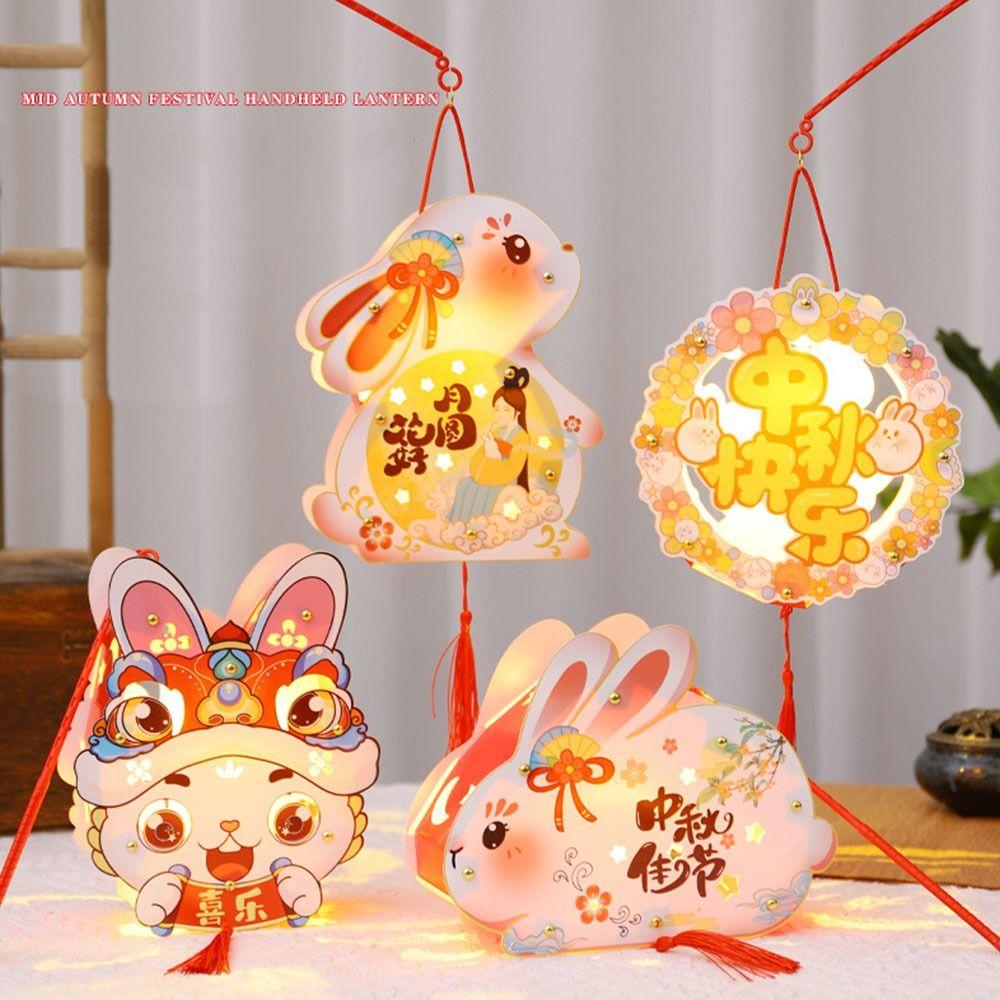 Chinese Mid-Autumn Festival Lantern DIY Handmade Light-Up Bunny Lantern Hanfu Accessories