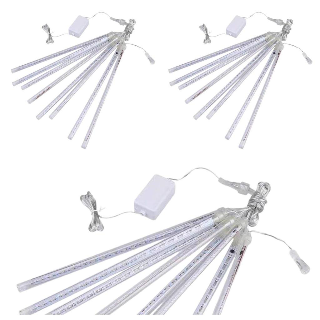 8 шт/16 шт/24 шт Метеоритный дождь Дождевые огни Высокая яркость Энергосберегающие водонепроницаемые уличные сосульки Рождественские огни Украшения для вечеринок