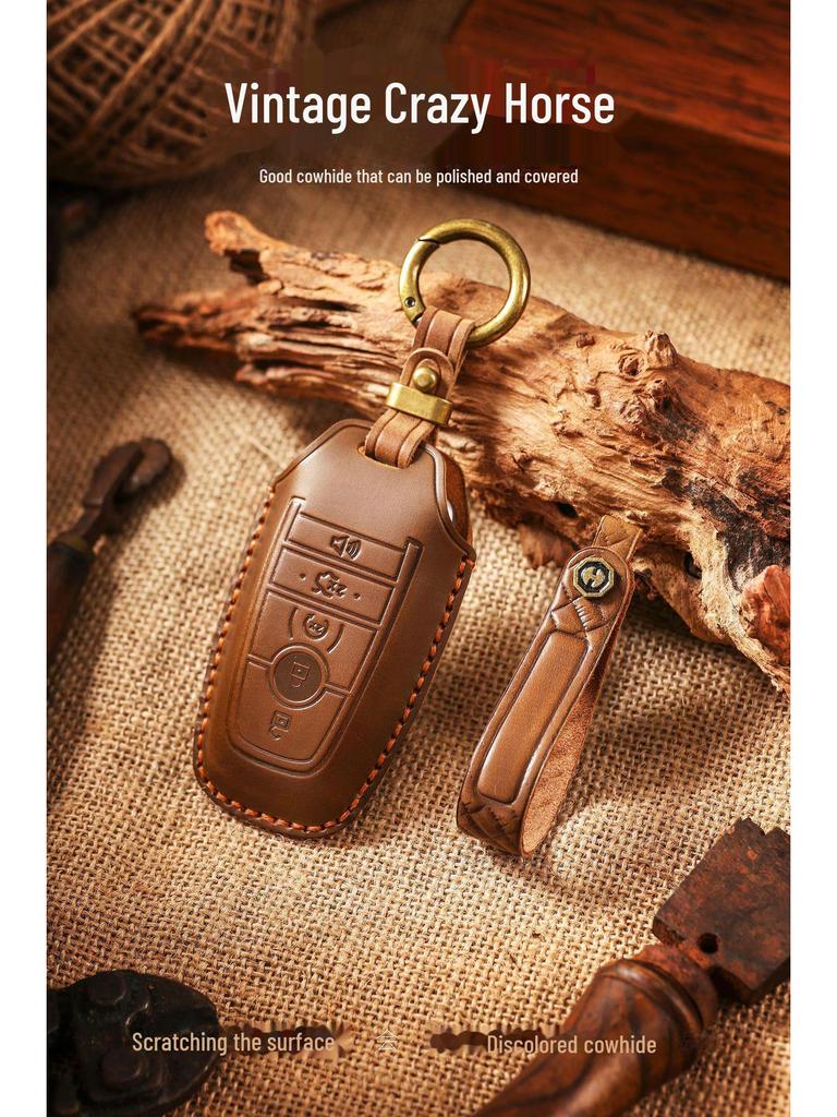 Кожаный чехол для ключа в стиле ретро ручной работы для Ford Focus/Mondeo